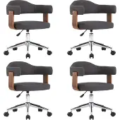 vidaXL Eetkamerstoelen 4 st draaibaar gebogen hout en stof grijs