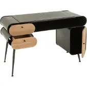 J-Line bureau Wood And Metal Desk - dennenhout - zwart/lichtbeige