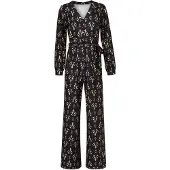 Smashed Lemon Stretchstof ornament geprint jumpsuit in zwart en camel |