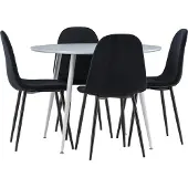 Ebuy24 Plaza eethoek tafel Ø100cm en 4 velours stoelen grijs.