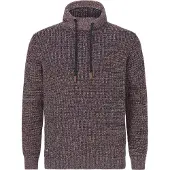 Jan Vanderstorm Comfort Fit Trui Shawl kraagdonkerrood, Melange