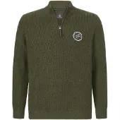 Jan Vanderstorm Comfort Fit Half-Zip Sweater olijf, Effen