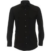 Venti Jerseyflex Modern Fit Jersey overhemd zwart, Effen