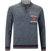 Jan Vanderstorm Comfort Fit Half-Zip Sweater donkerblauw, Melange