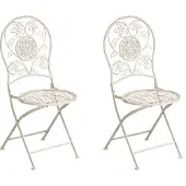 Beliani YAVIZA - Set van 2 tuinstoelen - Lichtbeige - IJzer