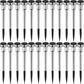 TecTake - Led-buitenlamp op zonne-energie, tuinverlichting, 24 stuks, met automatische inschakeling, roestvrij staal