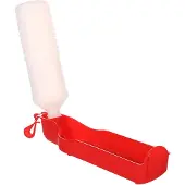 Flamingo waterfles/drinkfles voor honden 750 ml rood met haak