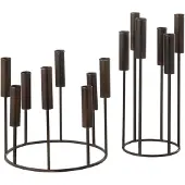 J-Line set van 2 kandelaars pierre ijzer 29.5x29.5x26.7cm