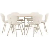Ebuy24 Copenhagen eethoek tafel Ø140cm en 6 stoelen whitewash, beige.