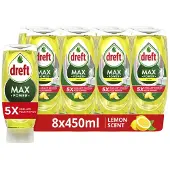 Dreft MaxPower Lemon Vloeibaar Afwasmiddel - 8 x 450ML