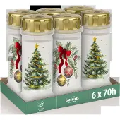 Bolsius - Herdenkingslicht - Wit met Kerstmis - 6 stuks