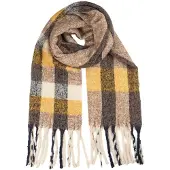 Clayre & Eef Wintersjaal Dames 50x210 cm Geel Textiel