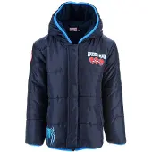 Marvel Spiderman Winterjas - Zacht Gewatteerd Winterjack - Fleece Gevoerd - Met Capuchon - Donkerblauw - Maat 104