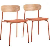 Oviala - Set van 2 stapelbare stoelen in oranje hout - Lexy