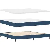 vidaXL Boxspringbed met hoofdeinde, blauw, 200 x 200 cm, gestoffeerd