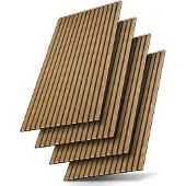 Juskys Akoestische Wandpanelen – Set van 4 – Geluidsabsorberend MDF & PET Schuim – Naturel Donker – 120 x 60 x 1,8 cm