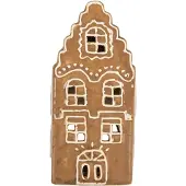 Clayre & Eef Waxinelichthouder Huis 8x7x16 cm Bruin Keramiek