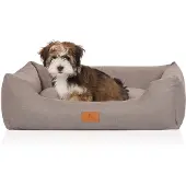 Knuffelwuff Hondenbed Lotte van velours met fijn handgeweven karakter Lightgrijs