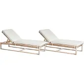 Beliani AZZANELLO - Ligstoel set van 2 - Gebroken wit - Acaciahout