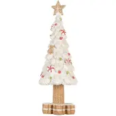 Clayre & Eef Kerstdecoratie Kerstboom Ø 12x33 cm Wit Kunststof