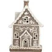 Clayre & Eef Gingerbread house met LED 16x10x23 cm Bruin Kunststof