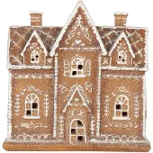 Clayre & Eef Gingerbread house met LED 21x8x20 cm Bruin Kunststof