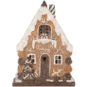 Clayre & Eef Gingerbread house met LED 15x8x19 cm Bruin Kunststof