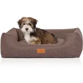 Knuffelwuff Hondenbed Lotte van velours met fijn handgeweven karakter Grijsbruin