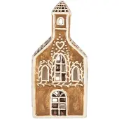 Clayre & Eef Waxinelichthouder Huis 8x7x17 cm Bruin Keramiek