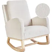 Beliani ALSTA - Schommelstoel - Gebroken wit - Bouclé