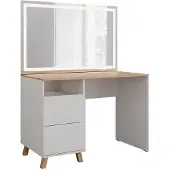 Vicco Karen Kaptafel met licht – 110 cm met LED-spiegel Wit/Kunstnijverheid