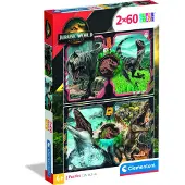 Clementoni - Puzzel - 2 x 60 stukjes - Jurassic World Rebirth - vanaf 4 jaar