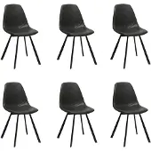 Bronx71 Industriële eetkamerstoel Logan antraciet eco-leer - Eetkamerstoelen set van 6 - stoel