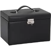 vidaXL Sieradendoosje 3-laags spiegel afsluitbaar 26x18x17,5 cm zwart