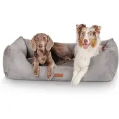 Knuffelwuff Hondenbed Dreamline van velours XL 105 x 75cm grijs