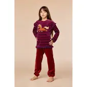 Woody Pyjama meisjes strepen pony velours