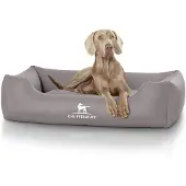 Knuffelwuff kunstleer hondenbed Sidney XL 105 x 75cm grijs