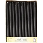 Papstar leuchterkaarsen- 22 mm- zwart- 50 stuks pack