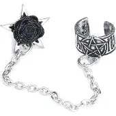 Alchemy Gothic - Gothic Ear Clip - Rosa Nocta Earcuff - voor Vrouwen - zilverkleurig - Maat Standard