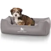 Knuffelwuff kunstleer hondenbed Sidney M-L 85 x 63cm grijs
