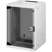 Digitus 10" 9U wandgemonteerde netwerkkast, SOHO PRO 460 x 315 x 300 mm, glazen deur, grijs, niet gemonteerd, 30 kg