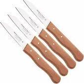 Knivesandtools Traditional Paring Knife, koolstofstaal, beukenhout, 4-delige schilmessenset