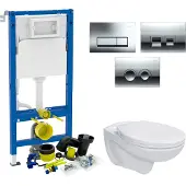 Geberit up100 toiletset compleet | inbouwreservoir | bws basic pro randloos | set 01 met drukplaat