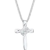 Elli - Halsketting - Dames Kruis Religie met Kristallen in 925 Sterling Zilver - Dames