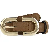 Manfield Taupe suède riem met gouden chain | Maat 085