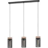 Eglo Kilnsdale, flexibele bevestiging, zwart, bruin, zwart, bruin, staal, hout, cilinder, zwart