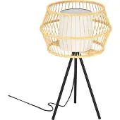 Eglo Monterroso, zwart, natuurlijk/natuurlijk, wit, stof, staal, hout, IP20, klasse II, E27, 1 lamp