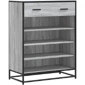 vidaXL Schoenenkast 75x38x97,5 cm bewerkt hout en metaal grijs sonoma