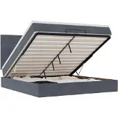 vidaXL Ottoman bed met matrassen 160x200cm fluweel donkergrijs