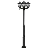 ALBERT LEUCHTEN 3-lamps lantaarnpaal 2099, zwart dimbaar, zwart, Aluminium, Landelijk